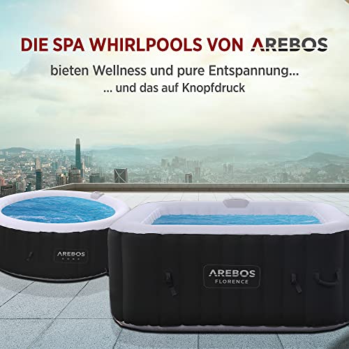 Arebos Aufblasbarer Spa | für drinnen und draußen | 4 Personen | 154x154cm | 100 Massagedüsen | Wellness Spa Heizung | Aufblasbare Massage Quadrat | 600 Liter - 3