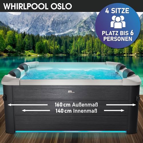 BRAST® Whirlpool MSpa Oslo mit Fester Außenwand | LED-Beleuchtung mit 20 einstellbaren Farben für 6 Personen | 160x160x65cm | 120 Massagedüsen | Ganzjähriger Einsatz Winterfest | In & Outdoor Pool - 2