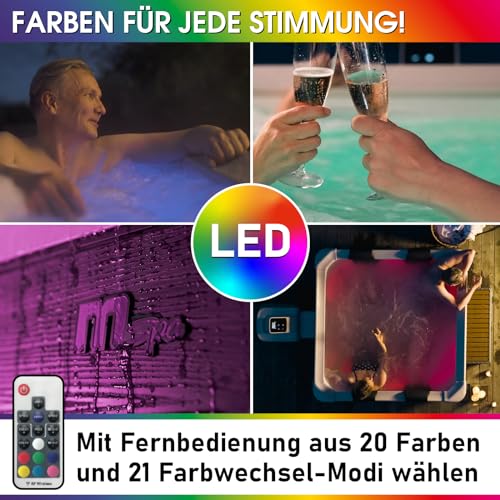 BRAST® Whirlpool MSpa Oslo mit Fester Außenwand | LED-Beleuchtung mit 20 einstellbaren Farben für 6 Personen | 160x160x65cm | 120 Massagedüsen | Ganzjähriger Einsatz Winterfest | In & Outdoor Pool - 4