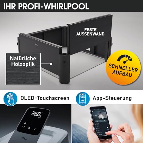 BRAST® Whirlpool MSpa Oslo mit Fester Außenwand | LED-Beleuchtung mit 20 einstellbaren Farben für 6 Personen | 160x160x65cm | 120 Massagedüsen | Ganzjähriger Einsatz Winterfest | In & Outdoor Pool - 5