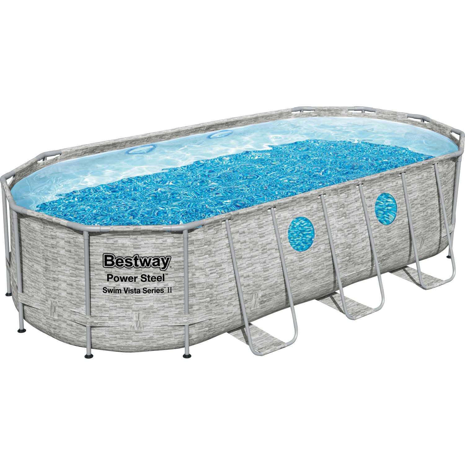 Bestway Stahlrahmenpool Set Power Steel Swim Vista 549 x 274 x 122 cm Oval Grau