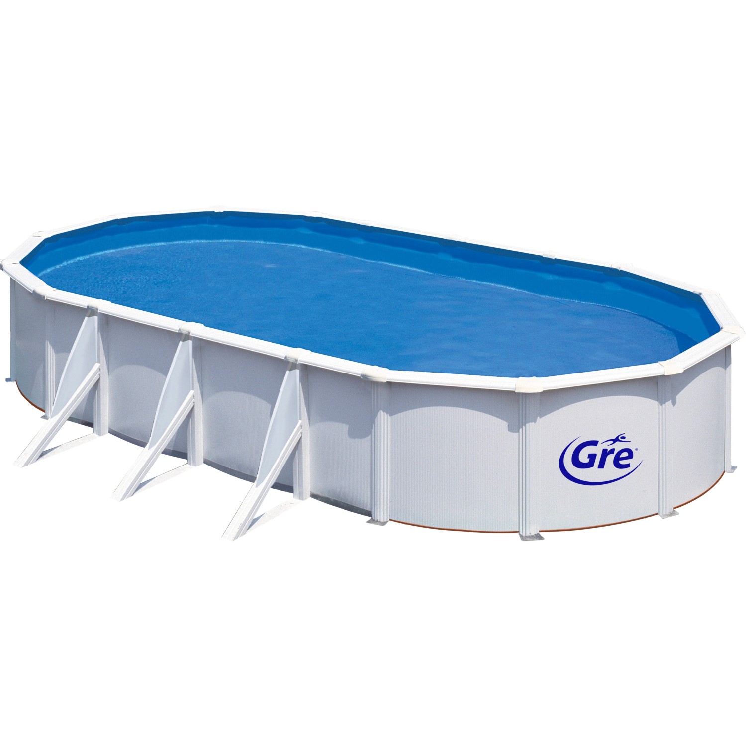 Gre Stahlwand-Pool Fidji 730 cm x 375 cm x 120 cm Oval Weiß