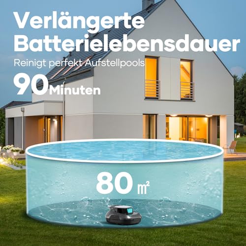 AIPER Scuba SE Poolroboter, Kabelloser Poolsauger Akku, 90 Minuten Reinigungszeit, Automatische Reinigung mit Selbsteinparkfunktion, Kompakter und Leichter Poolreiniger Ideal für Oberirdische Pools - 3