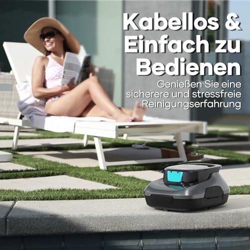 AIPER Scuba SE Poolroboter, Kabelloser Poolsauger Akku, 90 Minuten Reinigungszeit, Automatische Reinigung mit Selbsteinparkfunktion, Kompakter und Leichter Poolreiniger Ideal für Oberirdische Pools - 5