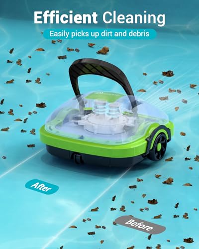 Poolroboter Akku, Kabellos Poolsauger mit Dual Motor, Leichtgewicht, 60 Mins Reinigung, Automatische Poolreiniger für Oberirdische und Unterirdische Pools mit Flachem Boden WINNY POOL CLEANER - 2