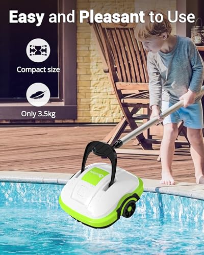 Poolroboter Akku, Kabellos Poolsauger mit Dual Motor, Leichtgewicht, 60 Mins Reinigung, Automatische Poolreiniger für Oberirdische und Unterirdische Pools mit Flachem Boden WINNY POOL CLEANER - 6