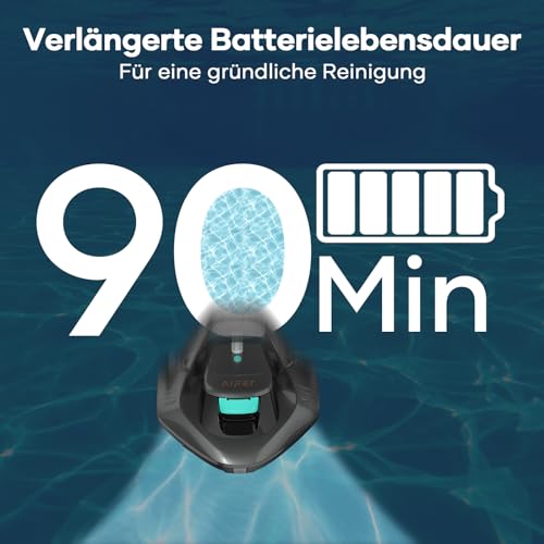 AIPER Seagull SE Poolroboter, Poolsauger Akku Kabellos hält 90 Minuten, LED-Anzeigeleuchten, Automatisches Parken, Perfekt für Oberirdische/Unterirdische Flache Pools bis zu 80 m² - 5