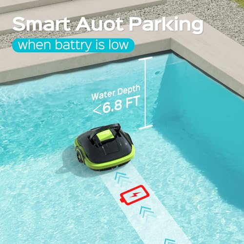 Poolroboter Akku, Poolsauger mit 2-Motor, Starke Saugkraft, Leichtgewicht, Poolreiniger Ideal für Oberirdische und Unterirdische Pools mit Flachem Boden, 60 Mins Reinigung WINNY POOL CLEANER - 4