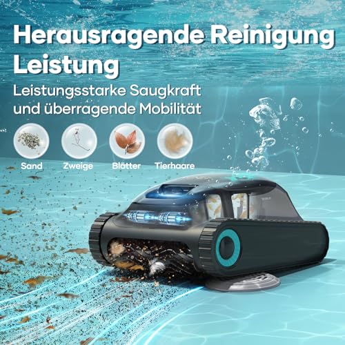 AIPER Scuba S1 Poolroboter Boden und Wand, Kabelloser Poolsauger mit Wandklettern, Intelligenten Navigation 2.0, 150 Minuten Batterielaufzeit, Poolreiniger für Eingelassene Pools bis zu 150㎡ - 2