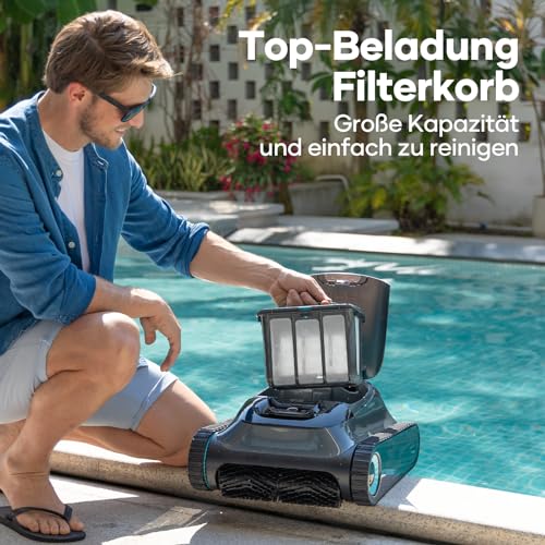 AIPER Scuba S1 Poolroboter Boden und Wand, Kabelloser Poolsauger mit Wandklettern, Intelligenten Navigation 2.0, 150 Minuten Batterielaufzeit, Poolreiniger für Eingelassene Pools bis zu 150㎡ - 5