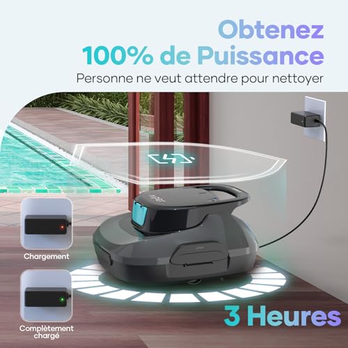 AIPER Kabelloser Poolroboter, Poolsauger Akku mit Doppelantrieb, Selbstparkend, Poolreinigungsroboter, Geeignet für Flache Pools bis zu 80 m2 (Dauer 90 Minuten) - 6