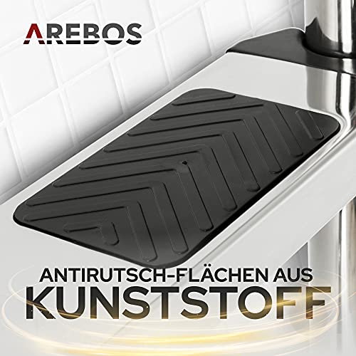 Arebos Edelstahl Poolleiter | inkl. Kunststoffbolzen, Flanschrohr und Montagematerial | 2 Montagemöglichkeiten | mit Antirutschpads auf den Sprossen | Einstiegsleiter Silber | Einbauleiter 4 Stufen - 3