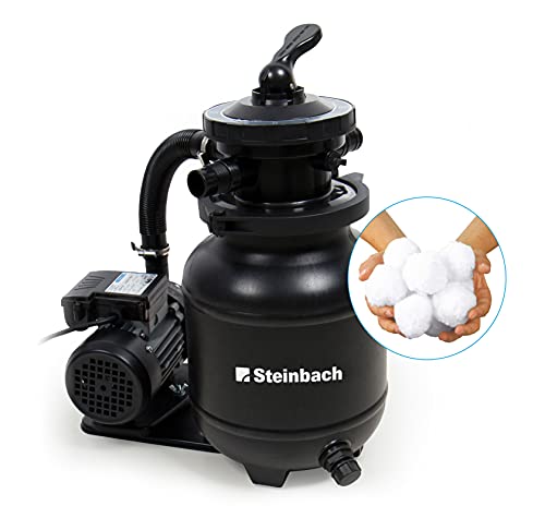 Steinbach Filteranlage Active Balls+ – 040386 – Nicht selbstsaugende Pumpe für Pools mit bis zu 19.000 l – Mit 7-Wege-Ventil mit Verstellhebel und Manometer – Inkl. ca. 300 g Filter Balls - 4