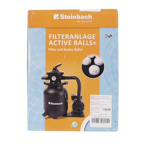 Steinbach Filteranlage Active Balls+ – 040386 – Nicht selbstsaugende Pumpe für Pools mit bis zu 19.000 l – Mit 7-Wege-Ventil mit Verstellhebel und Manometer – Inkl. ca. 300 g Filter Balls - 7