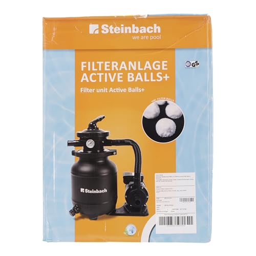 Steinbach Filteranlage Active Balls+ – 040386 – Nicht selbstsaugende Pumpe für Pools mit bis zu 19.000 l – Mit 7-Wege-Ventil mit Verstellhebel und Manometer – Inkl. ca. 300 g Filter Balls - 9