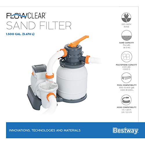 Bestway Flowclear Sandfilteranlage mit Zeitschaltuhr 5.678 l/h, Grau - 11