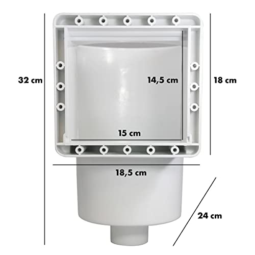 POWERHAUS24 Premium Einbauskimmer Komplett-Set für Stahlwandbecken mit Einströmdüse, Bodensaugerplatte, Auffangkorb, Rahmen & Dichtung - 2