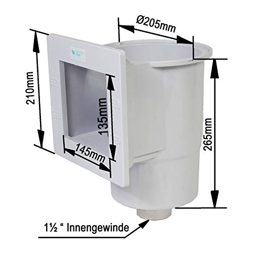 Paradies Pool Skimmer-Set in Grau, Einbauskimmer inkl. Einlaufdüse & weiterem Zubehör, Komplettset für Stahlwandpools, Pool-Reinigungsset, Wasserpflege, Menge: 1 Stück - 3