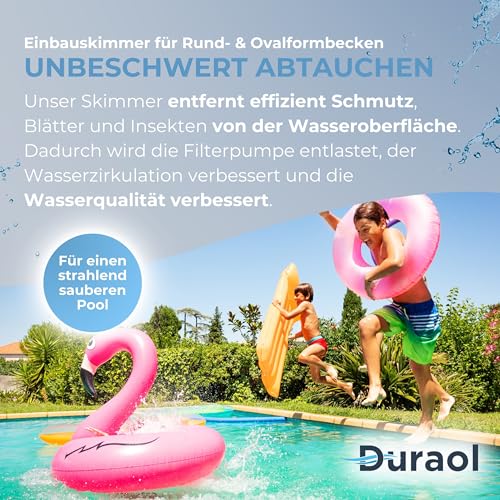 Duraol Pool Einbauskimmer I Hochwertiges Skimmer Set für Fertigbecken & Aufstellbecken I Einbau-Skimmer Pool aus ABS Kunststoff I Skimmer Set Stahlwandpool für Rund- & Ovalformbecken - 2