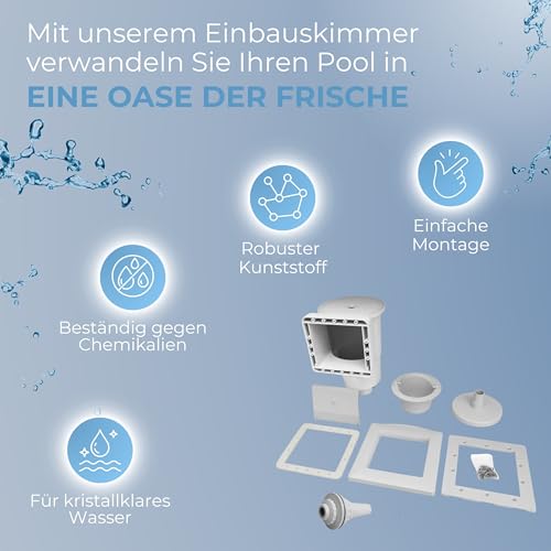 Duraol Pool Einbauskimmer I Hochwertiges Skimmer Set für Fertigbecken & Aufstellbecken I Einbau-Skimmer Pool aus ABS Kunststoff I Skimmer Set Stahlwandpool für Rund- & Ovalformbecken - 5