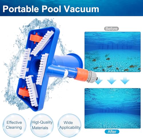 143cm Poolsauger Staubsauger - Pool Sauger mit Bürste & 4 Abnehmbare Verstärkung Aluminiumstange, Schwimmbad Teich Jet Vakuumkopf mit Laubsack für Reinigung Saugen Pool Boden Mini-Reiniger für Brunnen - 2