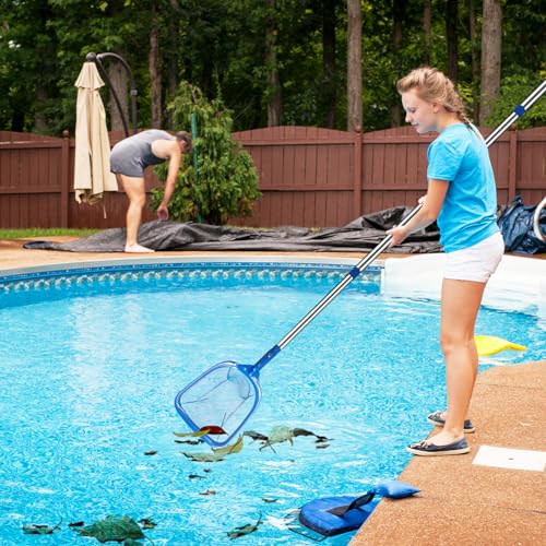 4BAOHUI Pool Kescher 83-200 cm Lang, Poolkescher Feinmaschig mit Teleskopstange, 14cm Tief Poolreinigung Kescher, Teichkescher für Schwimmbad, Teich, Algen & Bestway Pool, Planschbecken, Whirlpool - 6