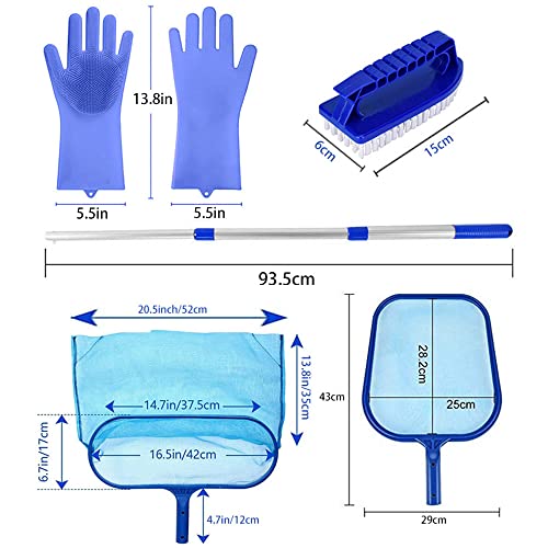 Pool Kescher,Laubkescher Pool,Poolkescher,Teich Kescher mit Teleskopische Pole,Bodenkescher Pool,Pool Kescher Set,Kescher Teich Feinmaschig,Pool Tief Kescher,Poolreinigung für Schwimmbad,Aquarium,Spa - 2