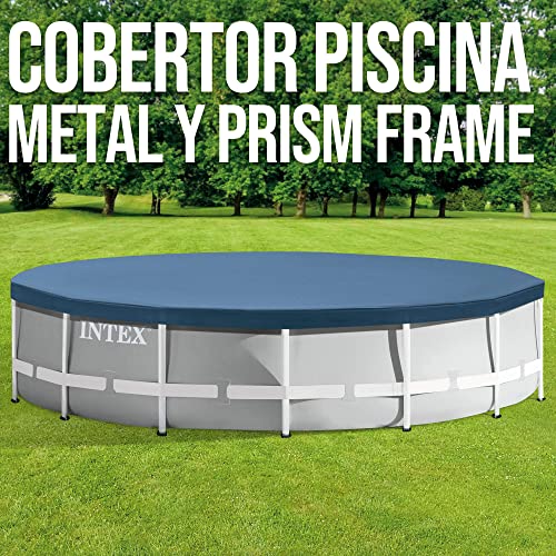 Intex 28031 Round Pool Cover – Poolabdeckplane – Ø 366 cm – Für Metal und Prism Frame Pool, Dunkelblau - 2