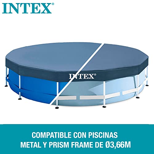 Intex 28031 Round Pool Cover - Poolabdeckplane - Ø 366 cm - Für Metal und Prism Frame Pool, Dunkelblau - 3