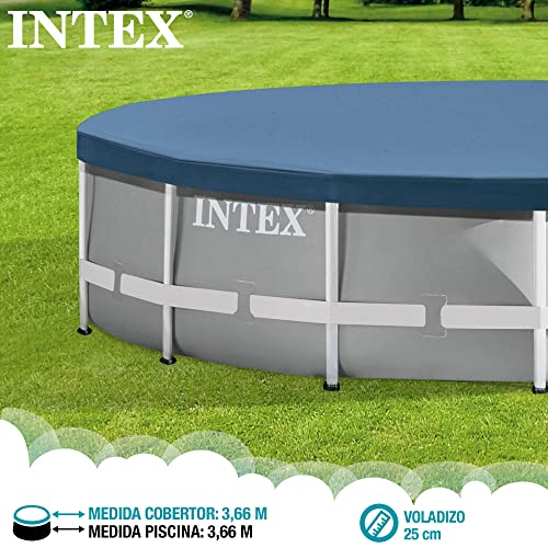 Intex 28031 Round Pool Cover – Poolabdeckplane – Ø 366 cm – Für Metal und Prism Frame Pool, Dunkelblau - 4