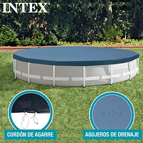 Intex 28031 Round Pool Cover – Poolabdeckplane – Ø 366 cm – Für Metal und Prism Frame Pool, Dunkelblau - 3