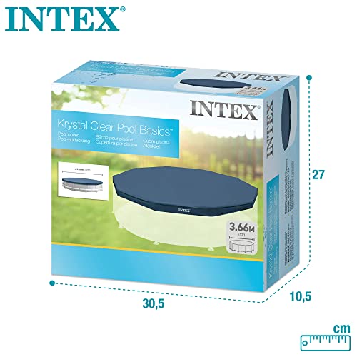 Intex 28031 Round Pool Cover - Poolabdeckplane - Ø 366 cm - Für Metal und Prism Frame Pool, Dunkelblau - 7