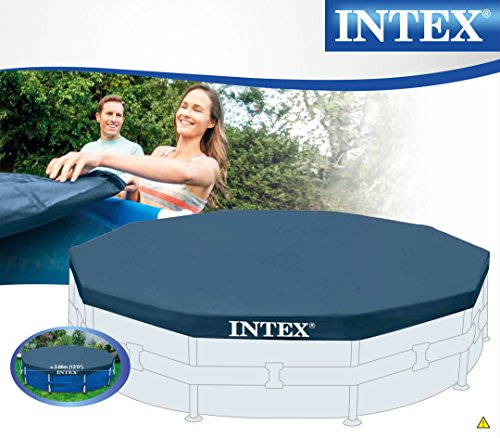 Intex 28031 Round Pool Cover - Poolabdeckplane - Ø 366 cm - Für Metal und Prism Frame Pool, Dunkelblau - 8