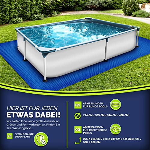 tillvex Pool Bodenplane 396 x 396 cm quadratisch für Pools bis Ø 366cm | Poolunterlage UV-Stabil & reißfest | Bodenschutzplane Swimmingpool - 7